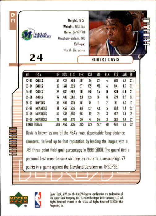 2000/2001 MVP (Upper Deck) Basketball Part 1 Main Set Cards - Picture 71 of 397