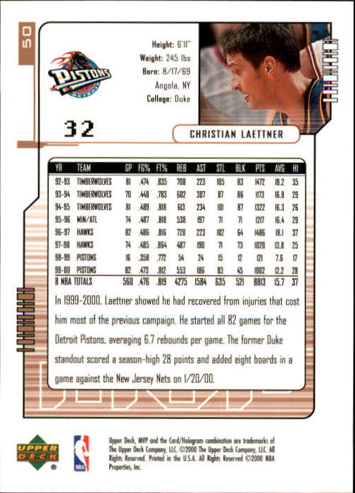2000/2001 MVP (Upper Deck) Basketball Part 1 Main Set Cards - Picture 89 of 397