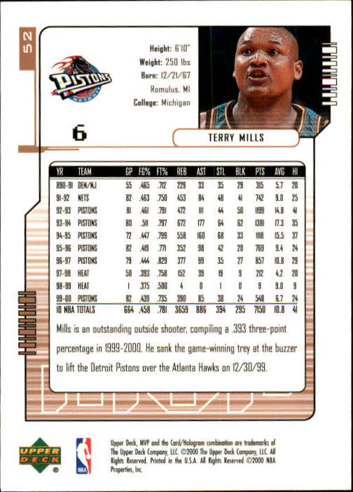 2000/2001 MVP (Upper Deck) Basketball Part 1 Main Set Cards - Picture 93 of 397