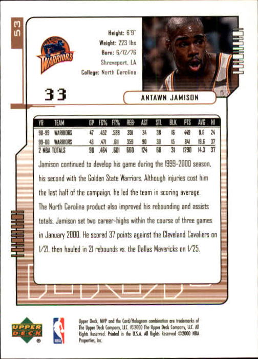 2000/2001 MVP (Upper Deck) Basketball Part 1 Main Set Cards - Picture 95 of 397
