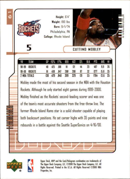 2000/2001 MVP (Upper Deck) Basketball Part 1 Main Set Cards - Picture 111 of 397