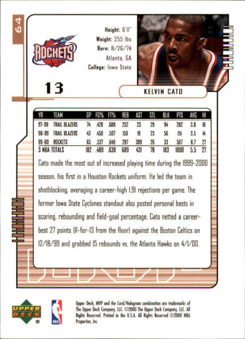 2000/2001 MVP (Upper Deck) Basketball Part 1 Main Set Cards - Picture 113 of 397