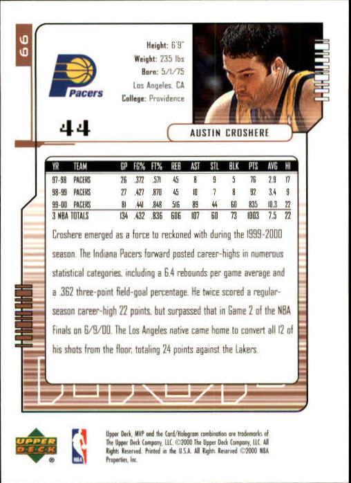 2000/2001 MVP (Upper Deck) Basketball Part 1 Main Set Cards - Picture 115 of 397