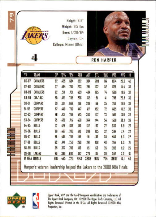 2000/2001 MVP (Upper Deck) Basketball Part 1 Main Set Cards - Picture 139 of 397