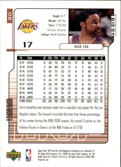2000/2001 MVP (Upper Deck) Basketball Part 1 Main Set Cards - Picture 141 of 397