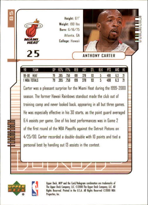 2000/2001 MVP (Upper Deck) Basketball Part 1 Main Set Cards - Picture 149 of 397