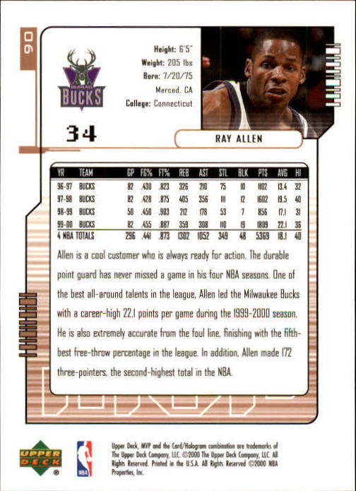 2000/2001 MVP (Upper Deck) Basketball Part 1 Main Set Cards - Picture 159 of 397