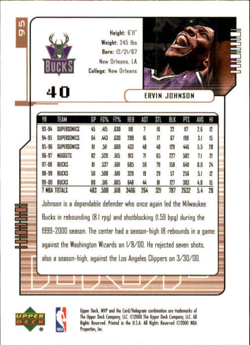 2000/2001 MVP (Upper Deck) Basketball Part 1 Main Set Cards - Picture 169 of 397