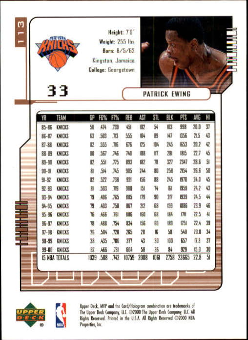 2000/2001 MVP (Upper Deck) Basketball Part 1 Main Set Cards - Picture 205 of 397