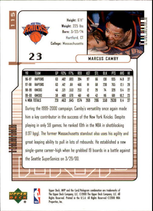 2000/2001 MVP (Upper Deck) Basketball Part 1 Main Set Cards - Picture 209 of 397