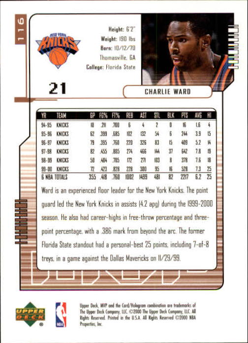 2000/2001 MVP (Upper Deck) Basketball Part 1 Main Set Cards - Picture 211 of 397