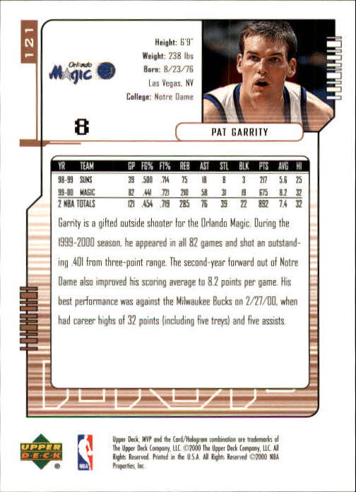 2000/2001 MVP (Upper Deck) Basketball Part 1 Main Set Cards - Picture 221 of 397