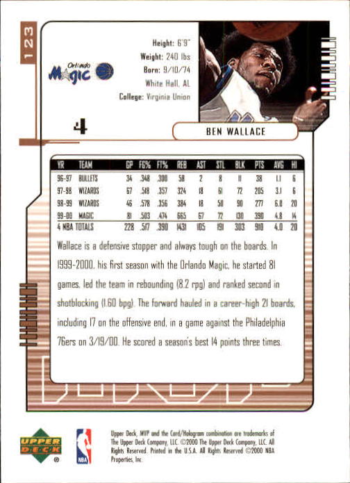 2000/2001 MVP (Upper Deck) Basketball Part 1 Main Set Cards - Picture 223 of 397