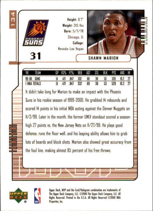 2000/2001 MVP (Upper Deck) Basketball Part 1 Main Set Cards - Picture 245 of 397