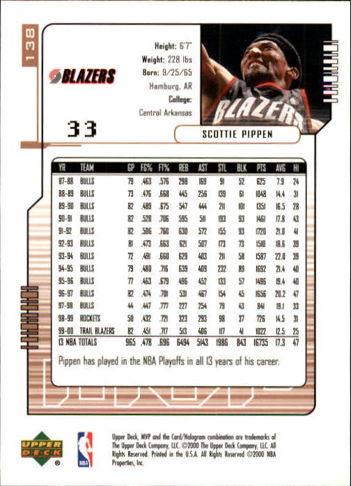 2000/2001 MVP (Upper Deck) Basketball Part 1 Main Set Cards - Picture 253 of 397