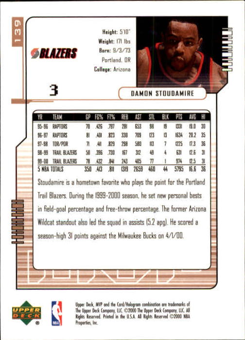 2000/2001 MVP (Upper Deck) Basketball Part 1 Main Set Cards - Picture 255 of 397