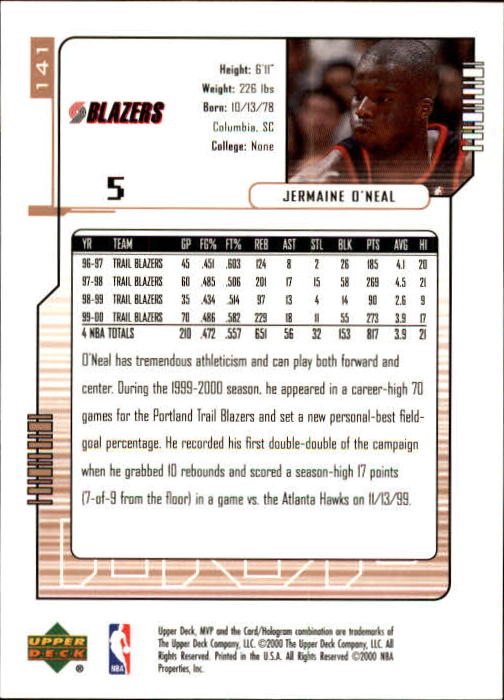 2000/2001 MVP (Upper Deck) Basketball Part 1 Main Set Cards - Picture 259 of 397