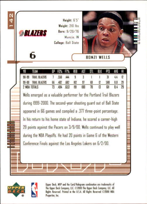 2000/2001 MVP (Upper Deck) Basketball Part 1 Main Set Cards - Picture 261 of 397
