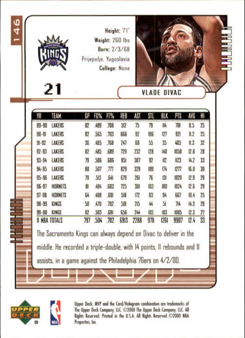 2000/2001 MVP (Upper Deck) Basketball Part 1 Main Set Cards - Picture 269 of 397