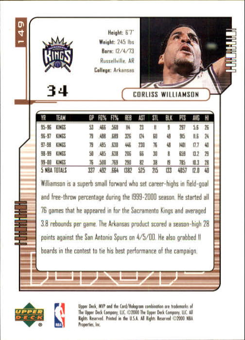 2000/2001 MVP (Upper Deck) Basketball Part 1 Main Set Cards - Picture 275 of 397