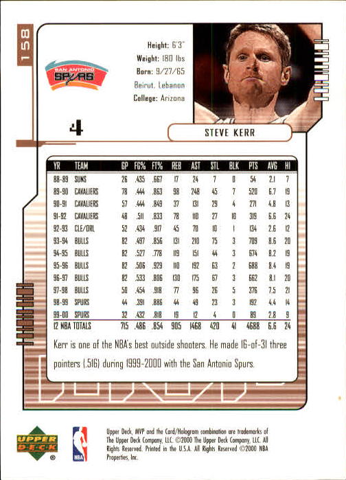 2000/2001 MVP (Upper Deck) Basketball Part 1 Main Set Cards - Picture 289 of 397
