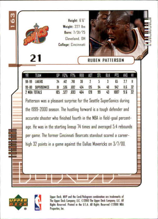 2000/2001 MVP (Upper Deck) Basketball Part 1 Main Set Cards - Picture 299 of 397