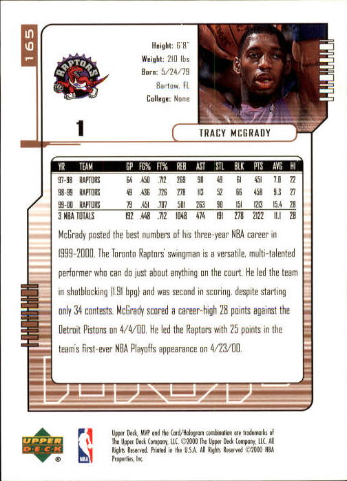 2000/2001 MVP (Upper Deck) Basketball Part 1 Main Set Cards - Picture 303 of 397