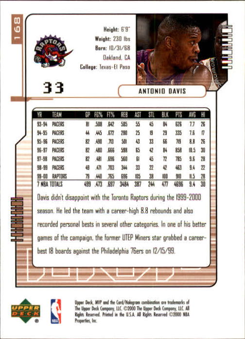 2000/2001 MVP (Upper Deck) Basketball Part 1 Main Set Cards - Picture 309 of 397