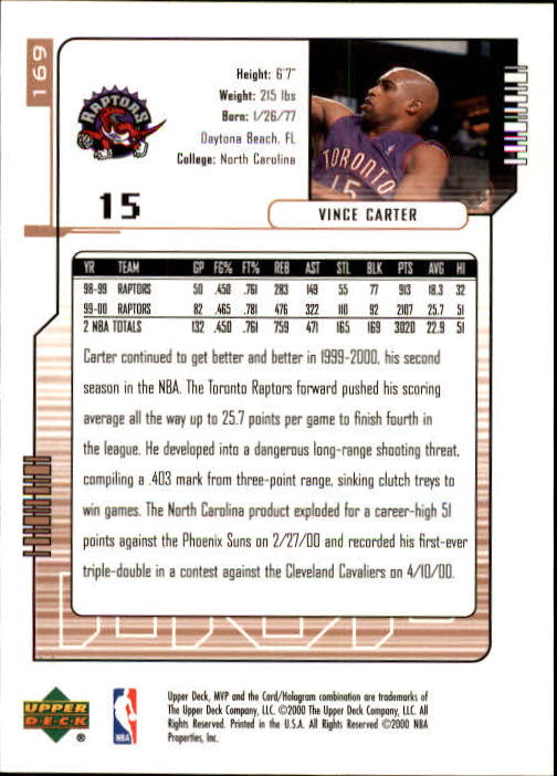 2000/2001 MVP (Upper Deck) Basketball Part 1 Main Set Cards - Picture 311 of 397