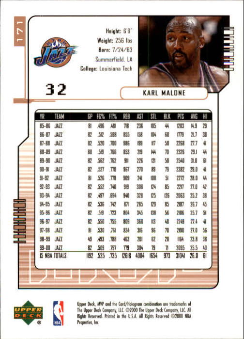 2000/2001 MVP (Upper Deck) Basketball Part 1 Main Set Cards - Picture 315 of 397