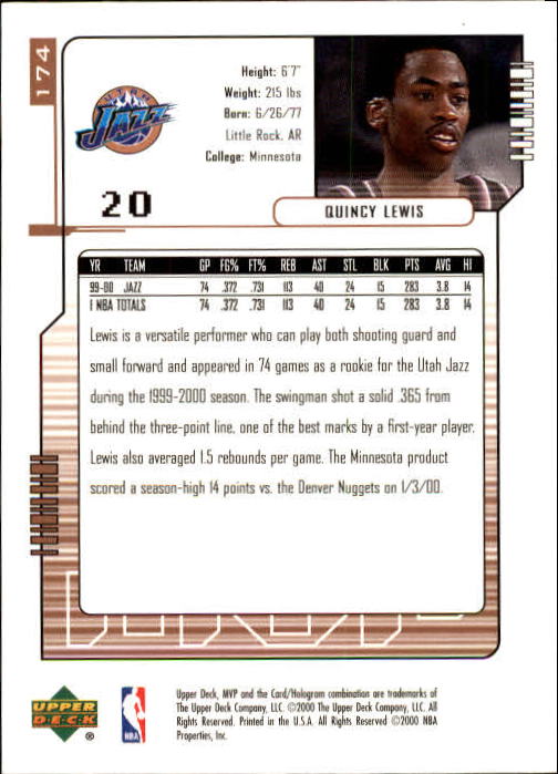 2000/2001 MVP (Upper Deck) Basketball Part 1 Main Set Cards - Picture 321 of 397