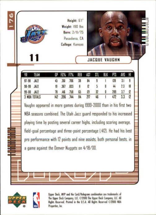 2000/2001 MVP (Upper Deck) Basketball Part 1 Main Set Cards - Picture 325 of 397