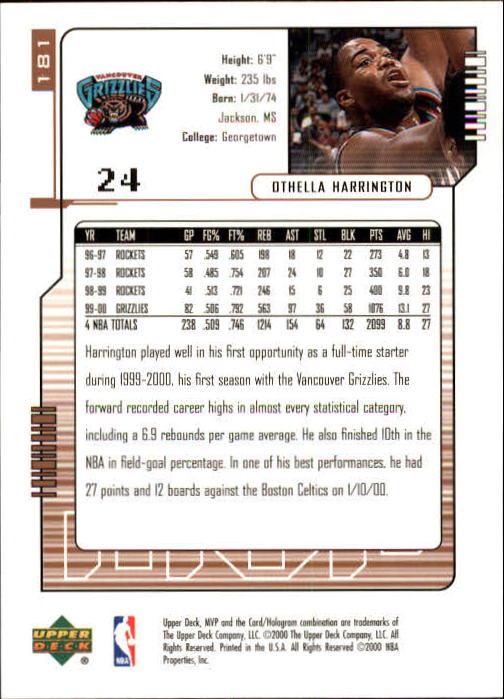 2000/2001 MVP (Upper Deck) Basketball Part 1 Main Set Cards - Picture 335 of 397
