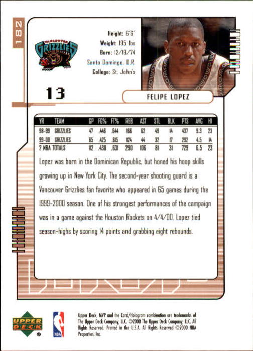 2000/2001 MVP (Upper Deck) Basketball Part 1 Main Set Cards - Picture 337 of 397