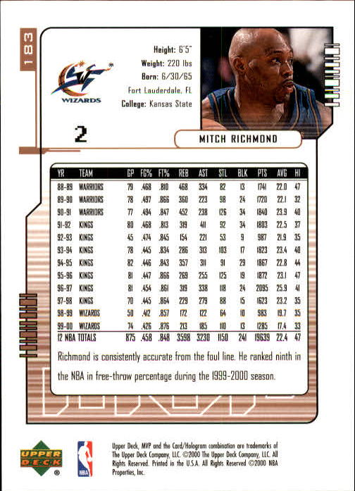 2000/2001 MVP (Upper Deck) Basketball Part 1 Main Set Cards - Picture 339 of 397