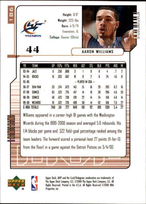 2000/2001 MVP (Upper Deck) Basketball Part 1 Main Set Cards - Picture 345 of 397