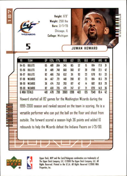 2000/2001 MVP (Upper Deck) Basketball Part 1 Main Set Cards - Picture 347 of 397