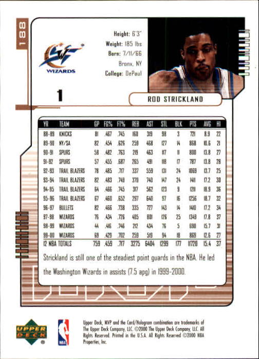 2000/2001 MVP (Upper Deck) Basketball Part 1 Main Set Cards - Picture 349 of 397