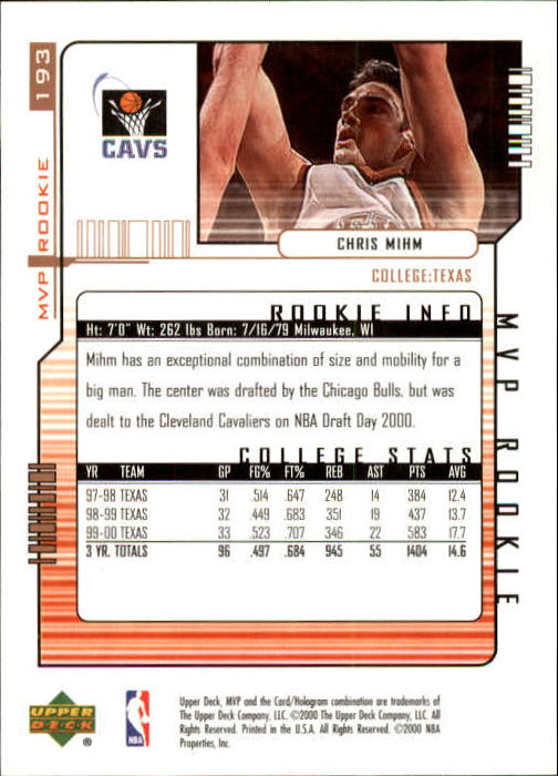 2000/2001 MVP (Upper Deck) Basketball Part 1 Main Set Cards - Picture 359 of 397