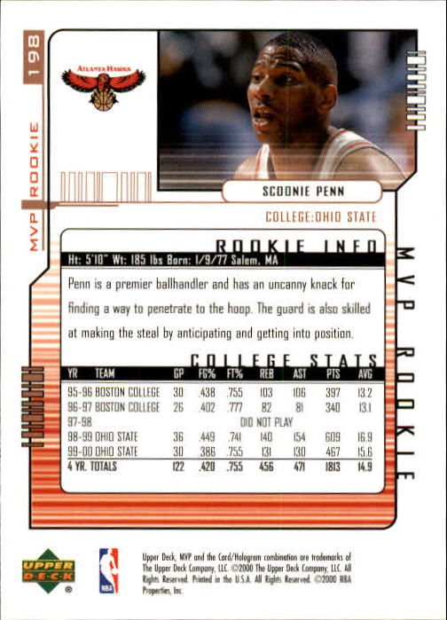 2000/2001 MVP (Upper Deck) Basketball Part 1 Main Set Cards - Picture 365 of 397