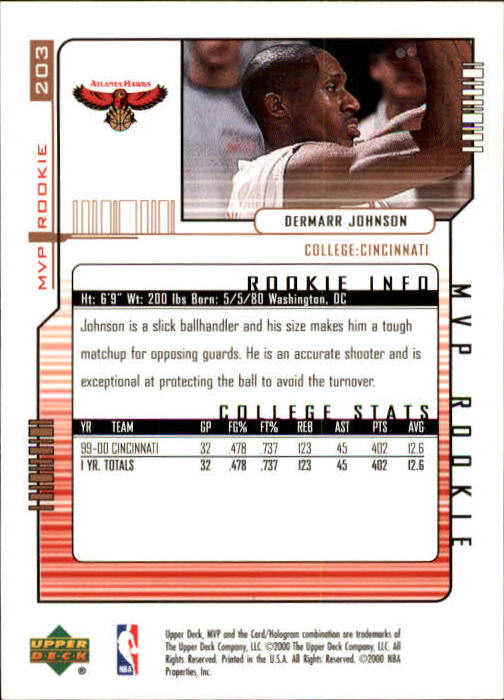2000/2001 MVP (Upper Deck) Basketball Part 1 Main Set Cards - Picture 373 of 397
