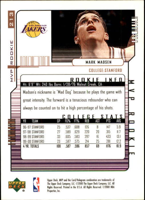 2000/2001 MVP (Upper Deck) Basketball Part 1 Main Set Cards - Picture 387 of 397