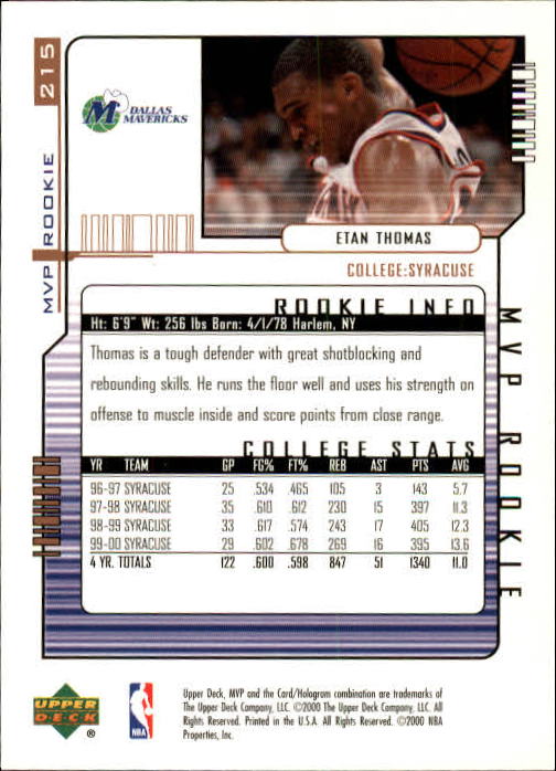2000/2001 MVP (Upper Deck) Basketball Part 1 Main Set Cards - Picture 389 of 397