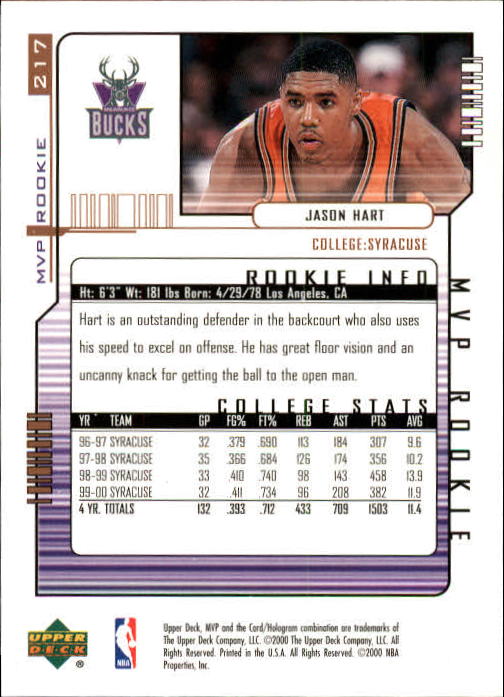 2000/2001 MVP (Upper Deck) Basketball Part 1 Main Set Cards - Picture 393 of 397
