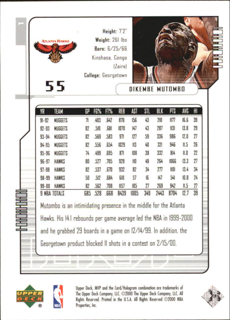 2000/2001 MVP (Upper Deck) Basketball Part 2 Insert and Parallel Cards - Picture 23 of 79
