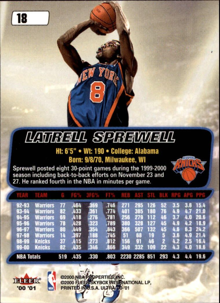 2000/2001 Ultra Basketball Part 1 Main Set Cards #1 to #200 - Picture 29 of 357