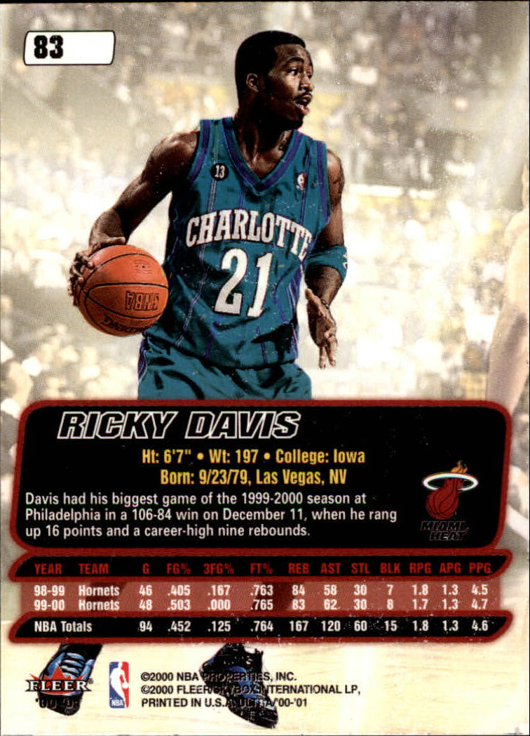 2000/2001 Ultra Basketball Part 1 Main Set Cards #1 to #200 - Picture 149 of 357
