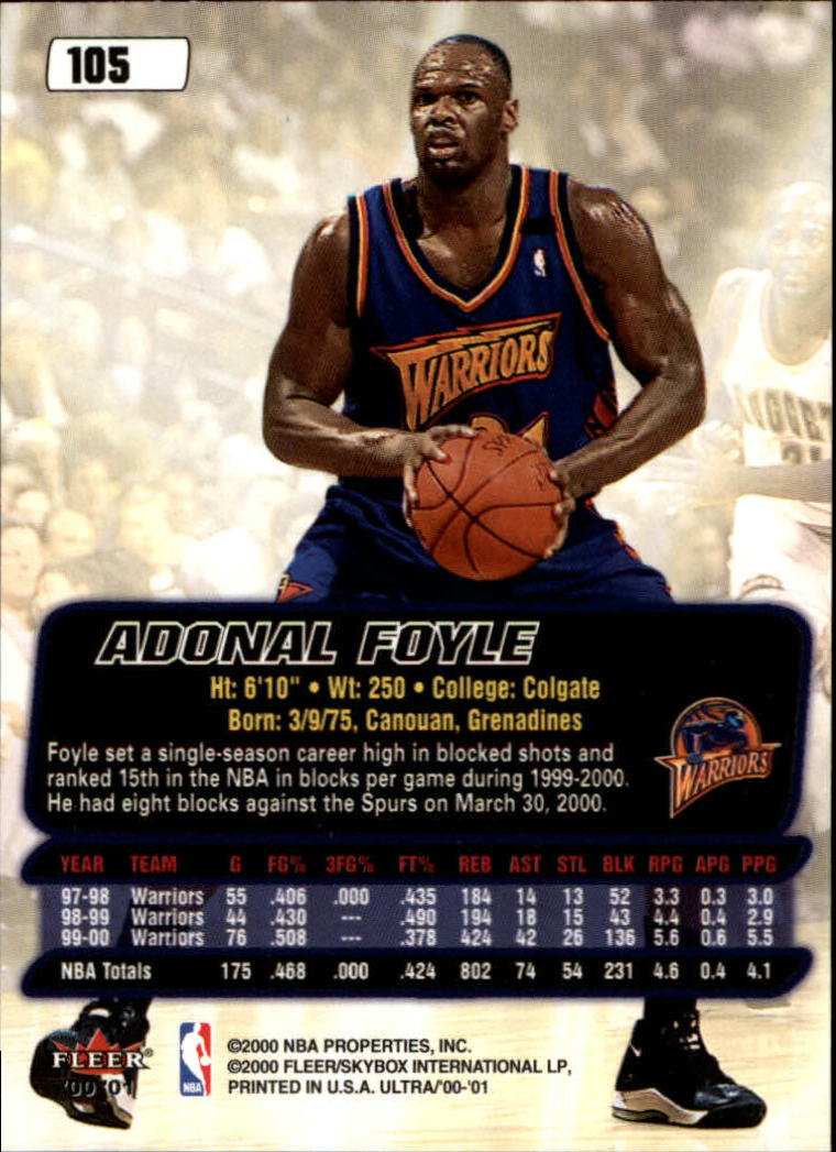 2000/2001 Ultra Basketball Part 1 Main Set Cards #1 to #200 - Picture 189 of 357