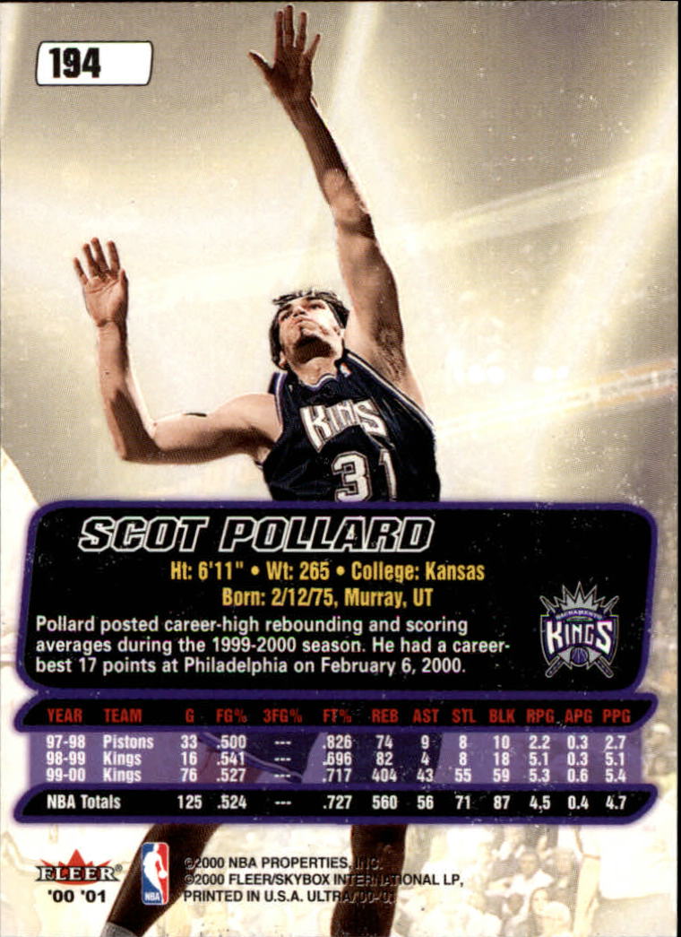 2000/2001 Ultra Basketball Part 1 Main Set Cards #1 to #200 - Picture 345 of 357
