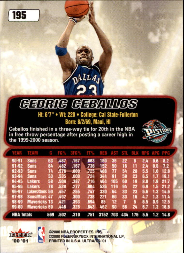 2000/2001 Ultra Basketball Part 1 Main Set Cards #1 to #200 - Picture 347 of 357